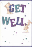 Brimming with comfort and playfulness, this illustrated get well card channels the gentle warmth found along Longford's riverside walks and bustling little shops. Centered in the design is a soft, cloud-like bear balanced atop the lively 'GET', beside a floppy-eared puppy whose fur seems to invite an embrace, both rendered in strokes that exude tactile softness. Large, rounded letters spelled out in bold teals and purples anchor the composition, enveloped by whimsical stars that evoke the glimmer of early morning dew over Longford fields. The clean ivory background allows the vibrant palette to pop, infusing the card with lightness and clarity-the same feeling one experiences upon receiving a bouquet from Florist Longford. This card, like a thoughtfully arranged group of blooms for someone on Bath Road, is a small celebration of care and recovery. It sends a message of gentle encouragement-a visual hug rooted in local spirit and genuine, heartfelt warmth.